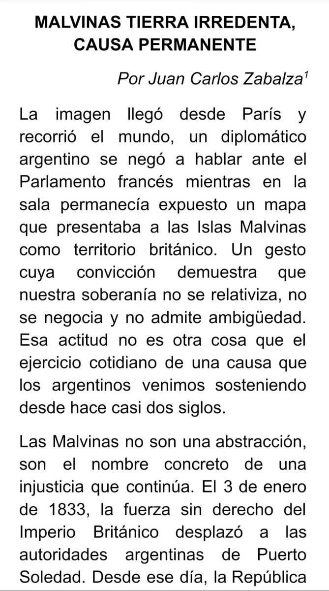 jczabalza's tweet photo. "Malvinas: tierra irredenta, causa permanente"
Nota que publicamos hoy en @lacapital 
#MalvinasArgentinas
#IslasMalvinas https://t.co/vvPDh67tcT