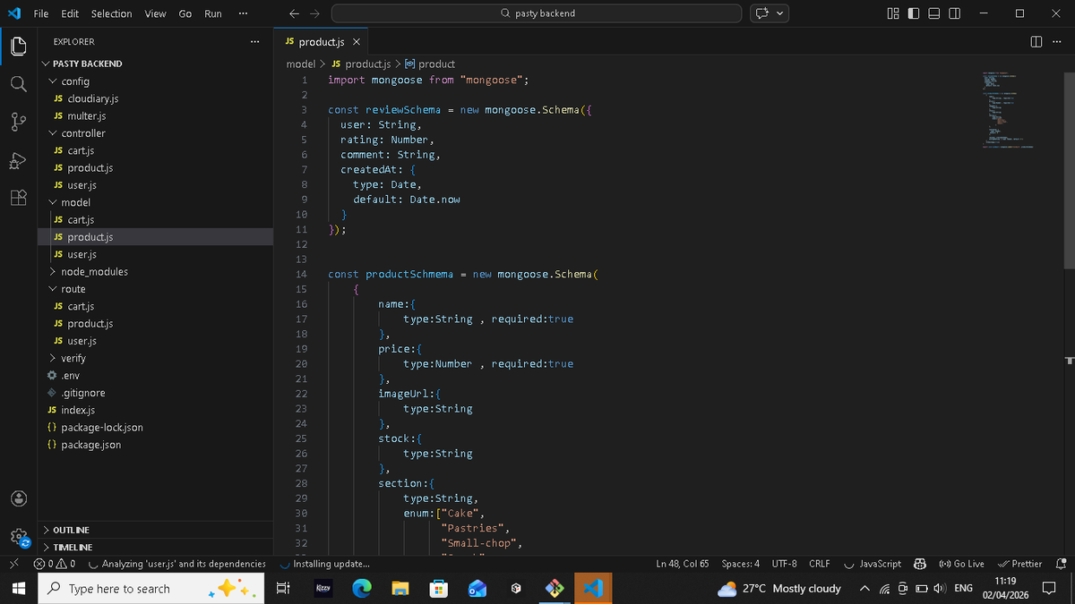 ArinzeDevv's tweet photo. Day 1
Starting strong 💪
Currently working on an e-commerce website for a client — a pastry e-shop.
Today, I built the homepage and implemented product listing. On the backend, I worked on user authentication (sign up &amp; login), product creation, and add-to-cart API logic. https://t.co/QWOqcDw9Ab