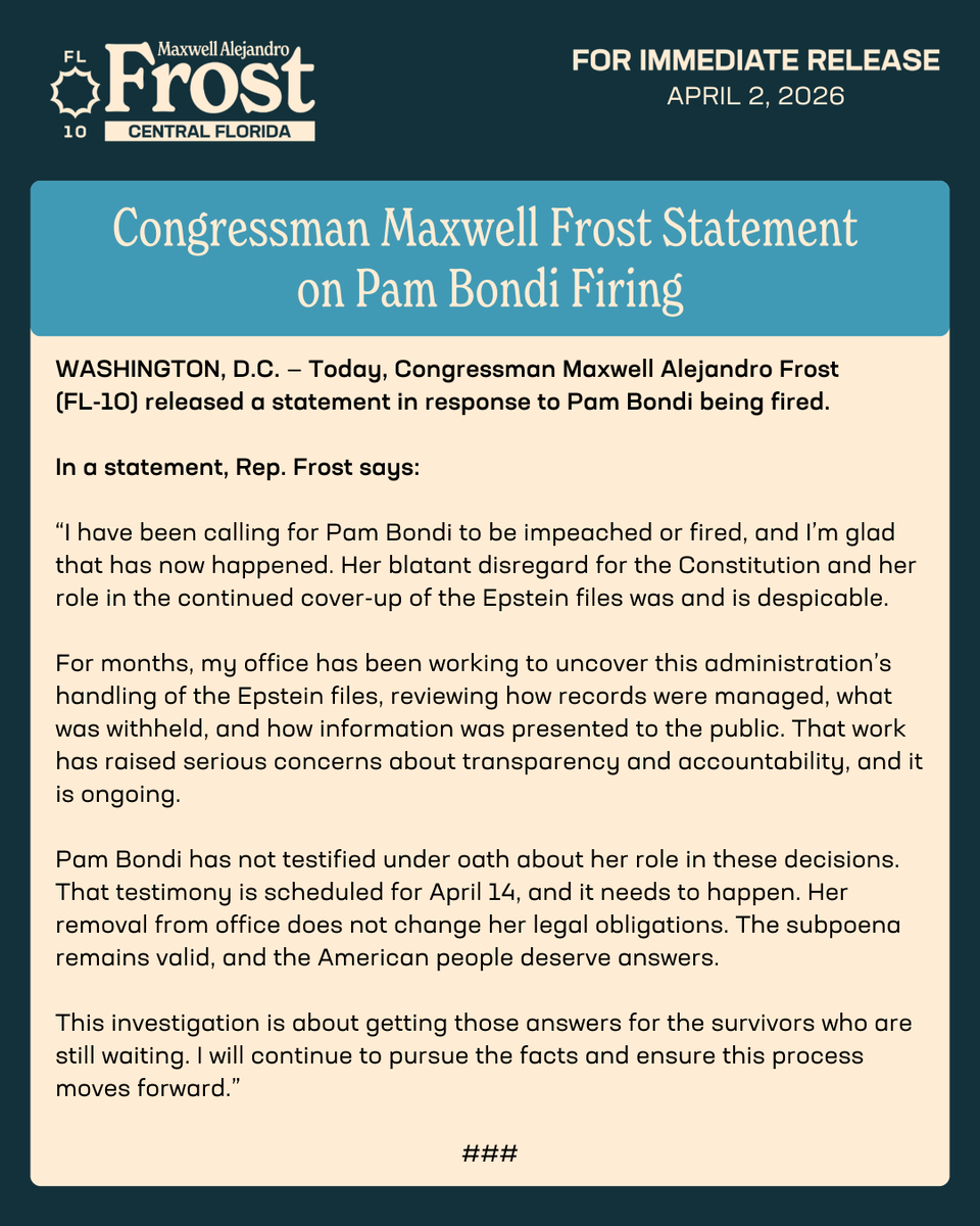 Congressman Maxwell Alejandro Frost tweet media