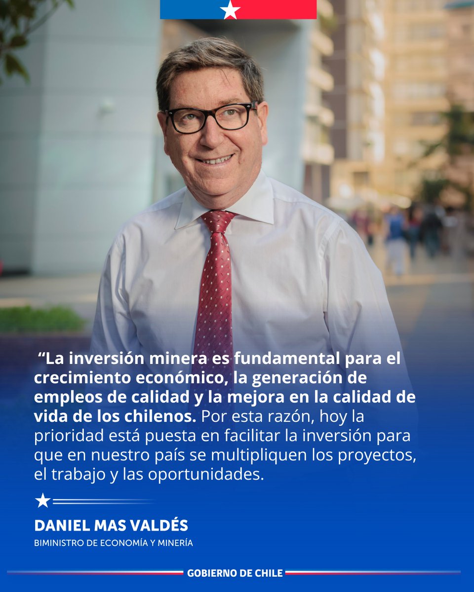 #MineríaEnPrensa 🇨🇱 Renovado impulso de la inversión minera en Chile.

💬 Biministro Daniel Mas destacó el ingreso a tramitación ambiental de proyectos mineros por más de US$ 17 mil millones, lo que “es una señal clara de un cambio en las expectativas de los inversionistas, que