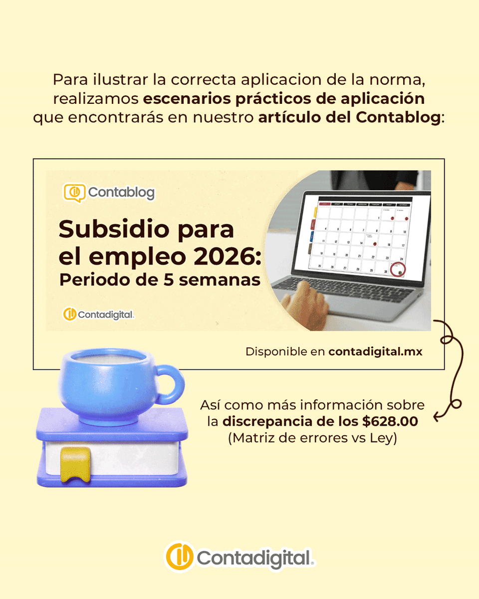 ContabilidadDig's tweet photo. ¿Se pierde el #subsidio al empleo en meses de 5 semanas? Un mal ajuste puede afectar directamente tu cálculo de #nómina. 😱

📒 Evita el estrés operativo y este error fiscal con el nuevo artículo del #Contablog: https://t.co/7w5FtoIiC7 https://t.co/A2IZL8g2oJ