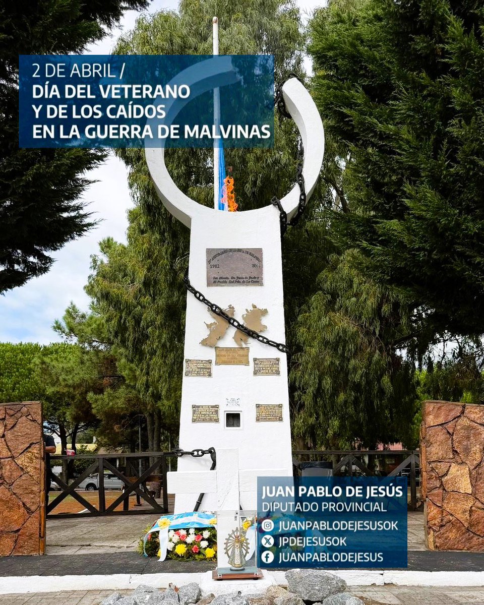JPdeJesusOK's tweet photo. A 44 años, rendimos homenaje a nuestros veteranos y a quienes dieron su vida por la Patria. Su valentía y compromiso forman parte de la memoria colectiva de todos los argentinos.

Las Malvinas fueron, son y serán argentinas. 🇦🇷

#MalvinasArgentinas #2DeAbril #Memoria #Honor #Soberanía
