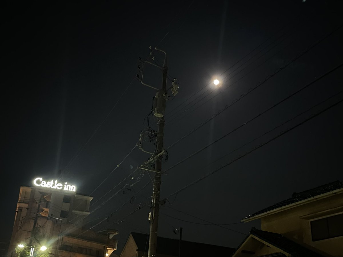 今日、満月でピンクムーンって言われてるけど、ピンクではなかった