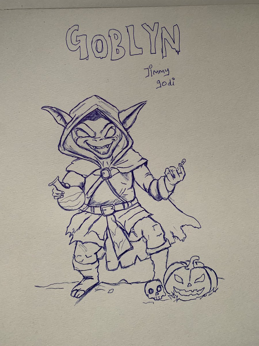 jimmy_godi's tweet photo. @GoblynzNFT #Weeklytheme

Made by me 

Made from scratch 
Using pen drawing  and  crayon created a goblyn character using pen art. I was inspired by fantasy creatures and wanted to make my goblyn  look both mischievous and slightly creepy. https://t.co/mKGNTess0I