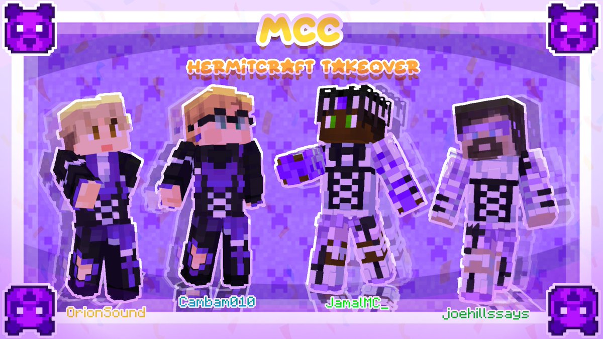 ❤️‍🩹🎊 || MCC Hermitcraft Takeover

huge fan of this team and the vibes!

( rts appreciated 💜 + downloads in replies )

-
#mcc #mccfanart #purplepandas #theorionsoundfanart #jamalmcfanart #joehillsfanart #cambamfanart