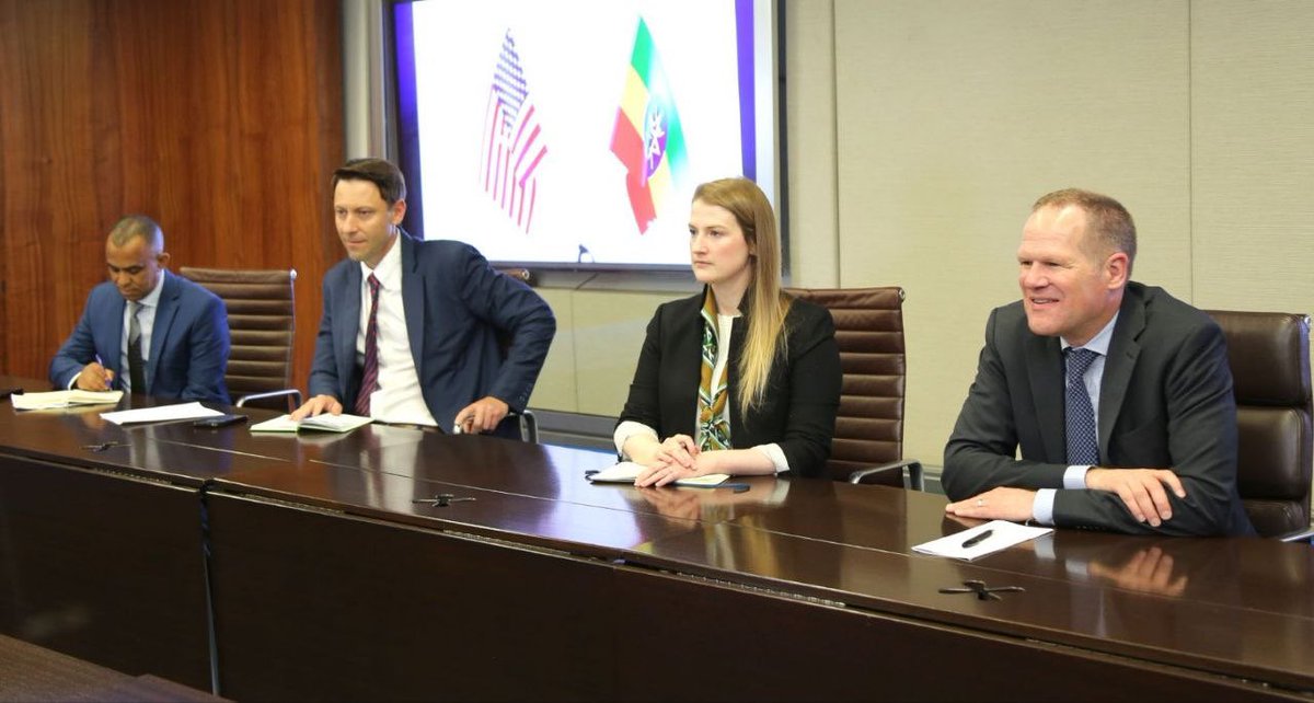 Habtishgreat's tweet photo. New Development ‼️

Eric Meyer, the U.S. Deputy Assistant Secretary of the Treasury for Africa is in Ethiopia for High Level Meetings: 

H.E. Semereta Sewasew, Ethiopia's State Minister of Finance for Economic Cooperation, recently held high-level talks with Eric Meyer, the U.S. Deputy Assistant Secretary of the Treasury for Africa and the Middle East. The meeting took place on April 2, 2026, in Addis Ababa, where Semereta led a senior technical delegation from Ethiopia's Ministry of Finance, while Meyer headed the American side. Discussions focused on strengthening bilateral economic cooperation through Ethiopia’s ongoing macroeconomic reforms, including debt sustainability, fiscal management, tax policy improvements, and better domestic revenue mobilization to ensure stable inflation.

The talks also covered the implementation of Ethiopia’s National Medium-Term Revenue Strategy, which emphasizes integrating tax policy and administration with digital systems. Additional topics included global energy developments and their effects on fuel markets, transportation, and public services, as well as U.S. support for essential imports like fertilizer and medicines. Semereta Sewasew highlighted the positive results from the government’s reform measures and the importance of continued institutional strengthening for long-term development. Meyer commended Ethiopia’s progress in revenue performance and reaffirmed the United States’ commitment to backing the country’s reform agenda and broader development efforts in health, social programs, and capacity building. This engagement reflects deepening ties aimed at supporting Ethiopia’s economic stability amid global challenges.