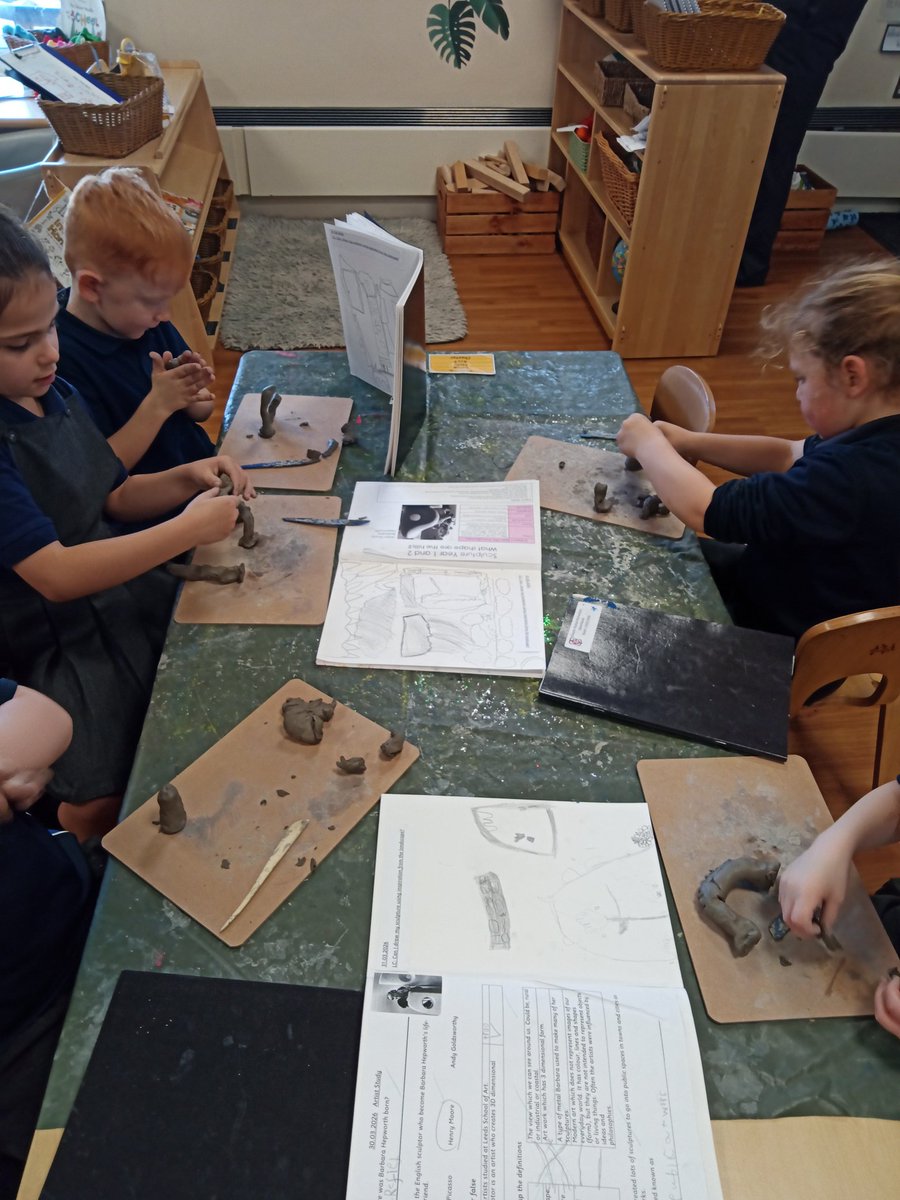 MissDSGC's tweet photo. The children have enjoyed designing and making clay sculptures, inspired by Barbara Hepworth. Happy Easter everyone! @MrGSGC https://t.co/Bn0RaSAvZP