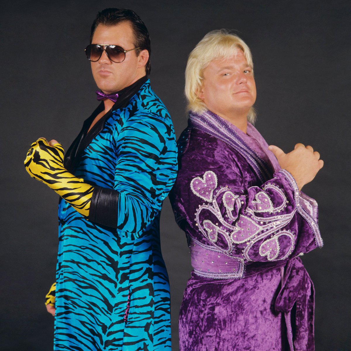 WWFWrestling1's tweet image. 📷 WWF studio shot - The Dream Team! 📸 Photo from 1985. #WWF #WWE #BrutusBeefcake #GregValentine