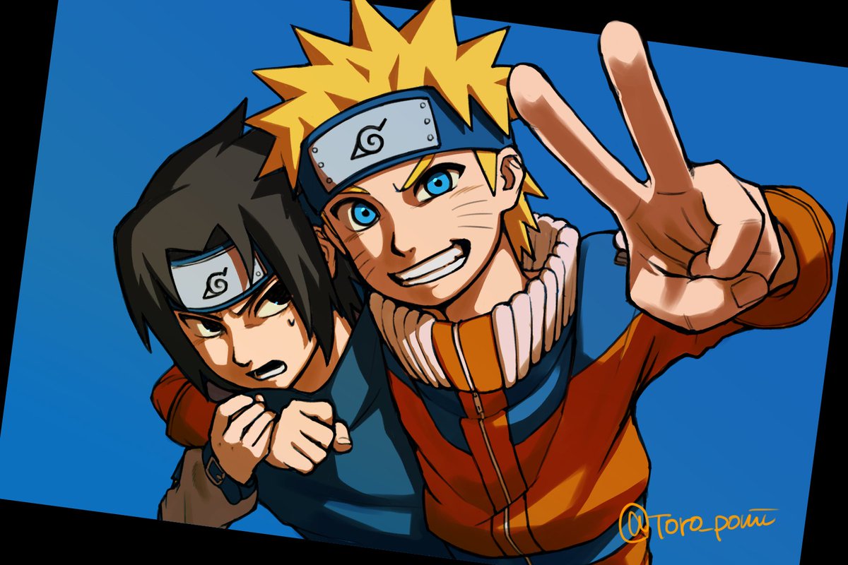 Toro_pomi's tweet photo. ナルトとサスケ✌️
 #NARUTO
 #narutofanart https://t.co/3FJbMLL8GN