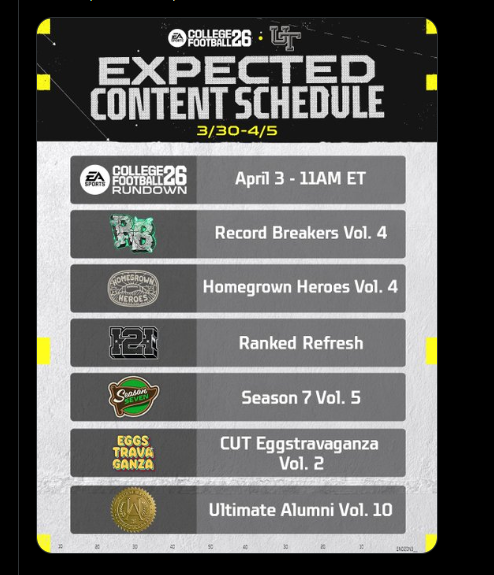 BOSSGWOP's tweet photo. @EASPORTS_CUT 
Content Schedule 3/30--4/5 
#CFB26 #Madden26 #Nms #fyp #trending 
catch gameplay live : https://t.co/GsVB4u54Ri https://t.co/NoGS3klqqg
