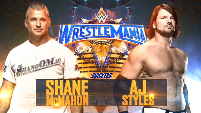 wrestle_hist's tweet photo. 4/2/2017
AJ Styles defeated Shane McMahon at WrestleMania XXXIII from Camping World Stadium in Orlando, Florida.
#WWE #WrestleManiaXXXIII #AJStyles #ThePhenomenalOne #TheFaceThatRunsThePlace #TheyDontWantNone #ShaneMcMahon #ShaneOMac #TheBoyWonder #HereComesTheMoney https://t.co/HQdXe7vC1K