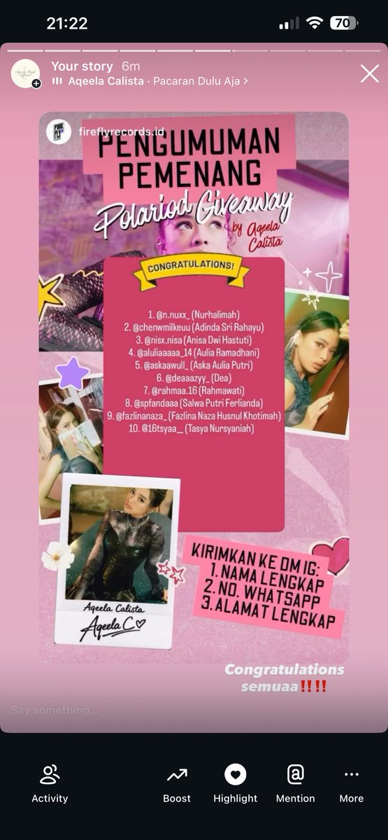 Congratulations cantikk, jangan lupa dm ig firefly records❤️‼️ #AQEELACALISTA #aqeelarushofficial