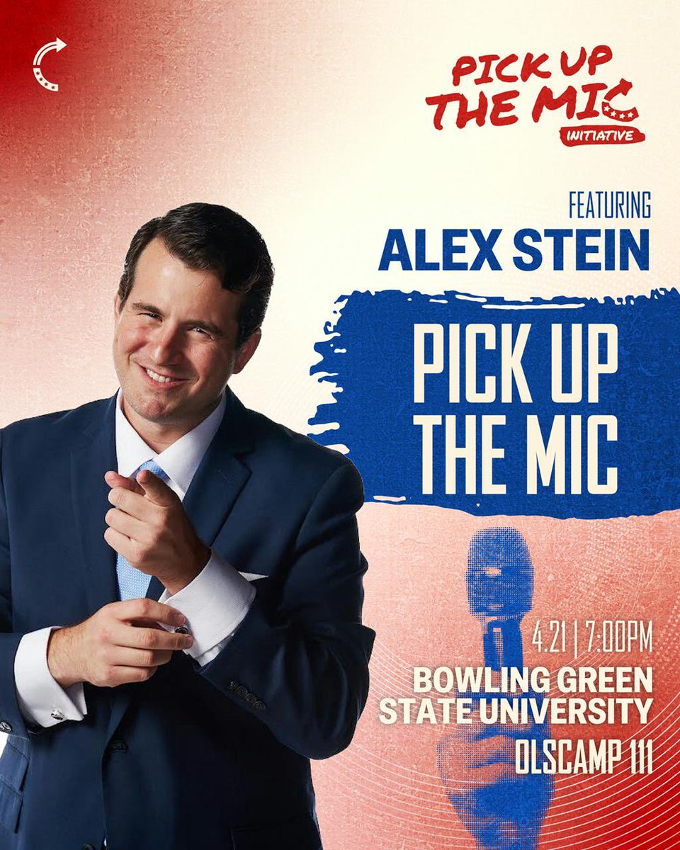 🎤 <a href="/alexstein99/">Alex Stein #99</a> is coming to BGSU!
Join us for a night of comedy! 🎭

📅 4/21 | 🕖 7 PM
📍 Olscamp 111

🔗 Free tickets: airtable.com/appSBiuNKMSUeb…

<a href="/tpusastudents/">TPUSA Students</a> <a href="/TPUSA/">Turning Point USA</a>