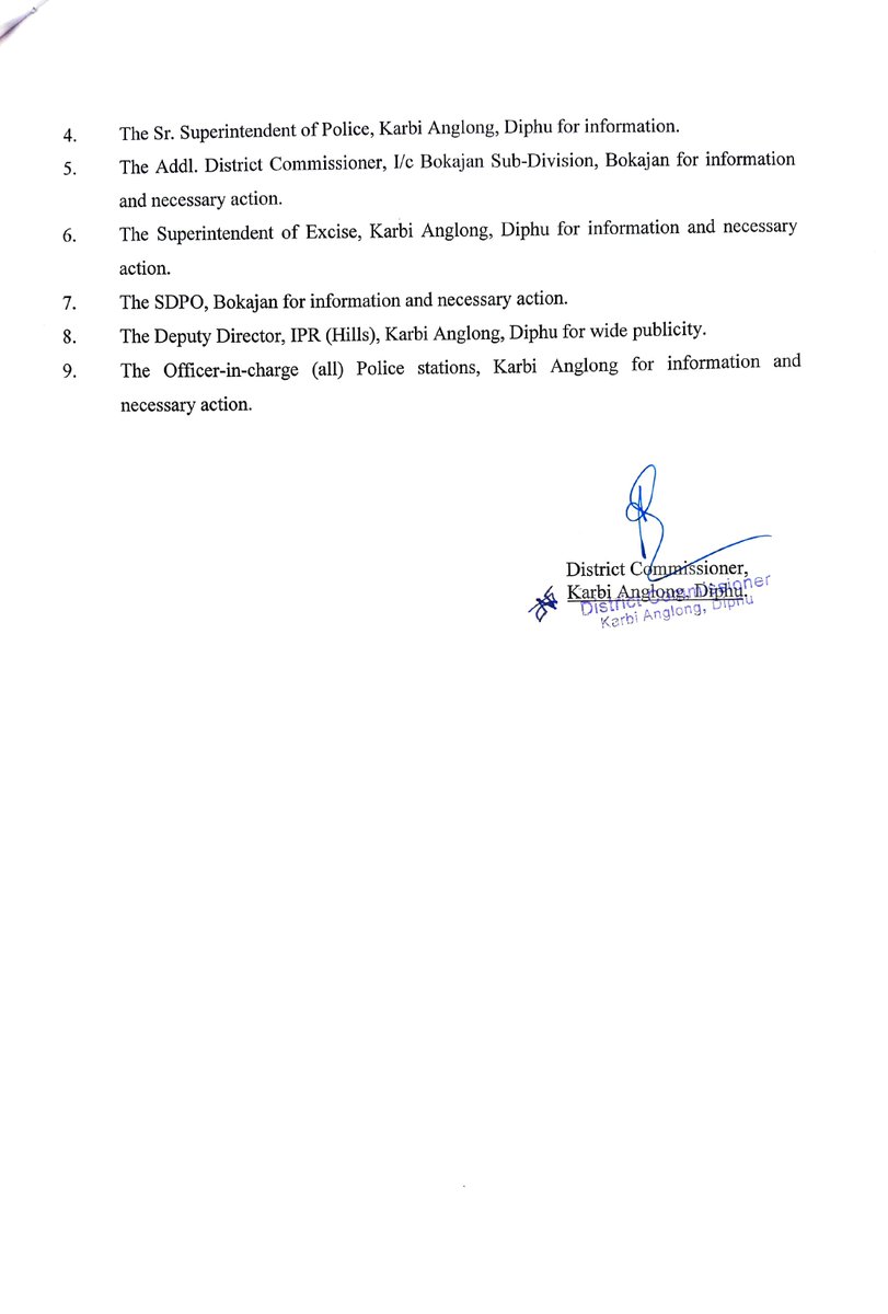DCKarbiAnglong's tweet photo. In view of the upcoming Assembly Elections, Karbi Anglong Election District has notified dry days. The general public is requested to go through the notification. https://t.co/YNjaBBdPcC
