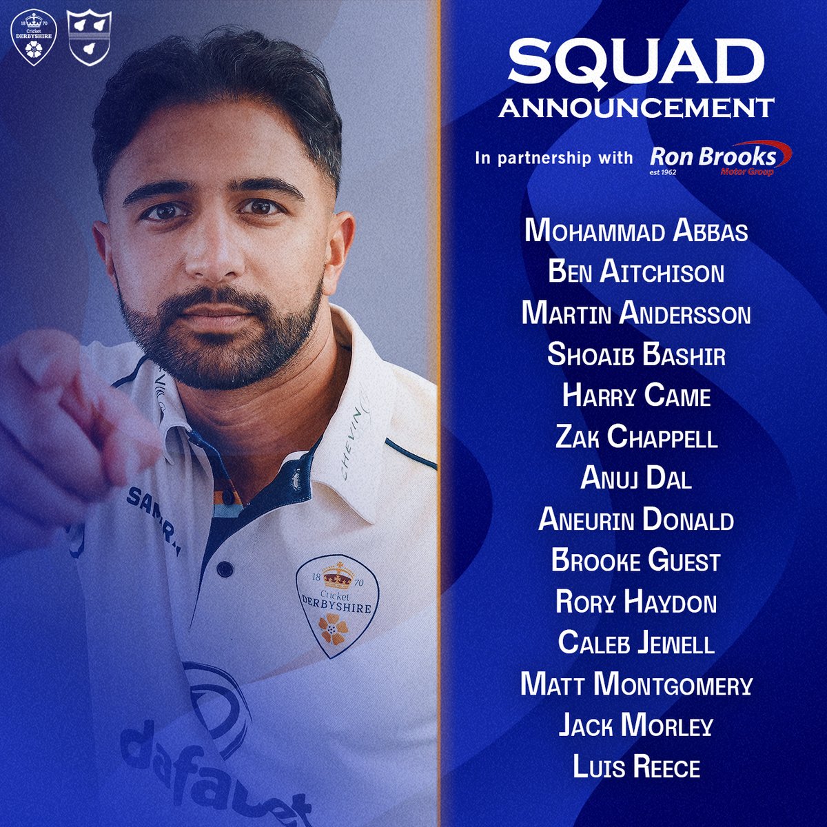 𝐅𝐢𝐫𝐬𝐭 𝐒𝐪𝐮𝐚𝐝 𝐨𝐟 𝟐𝟎𝟐𝟔 👊

Derbyshire have named a 14-player squad for tomorrow's season opener against Worcestershire.

Read ➡️ derbyshirec.cc/47HASXE