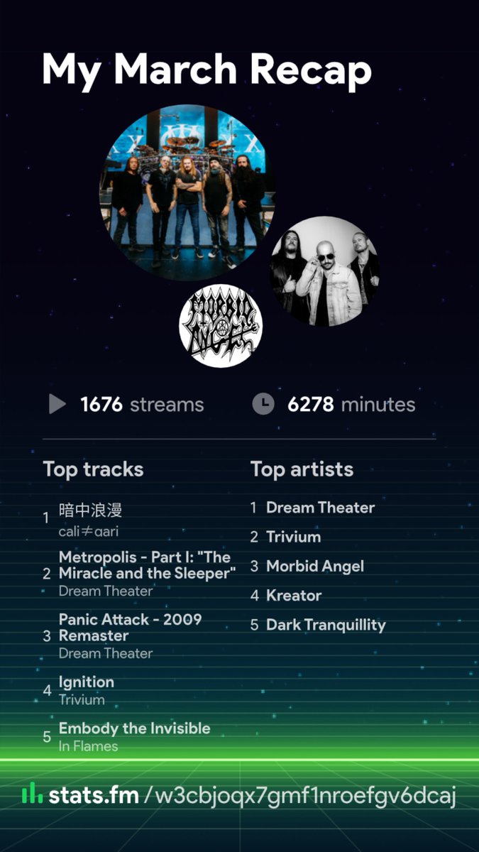 先月はドリムシとTriviumにハマってました🤘
もともとプログレッシブな曲はそこまでだったけど突然ブームが来た笑
キリキリズもプログレ系になる可能性…無くはないよ？？