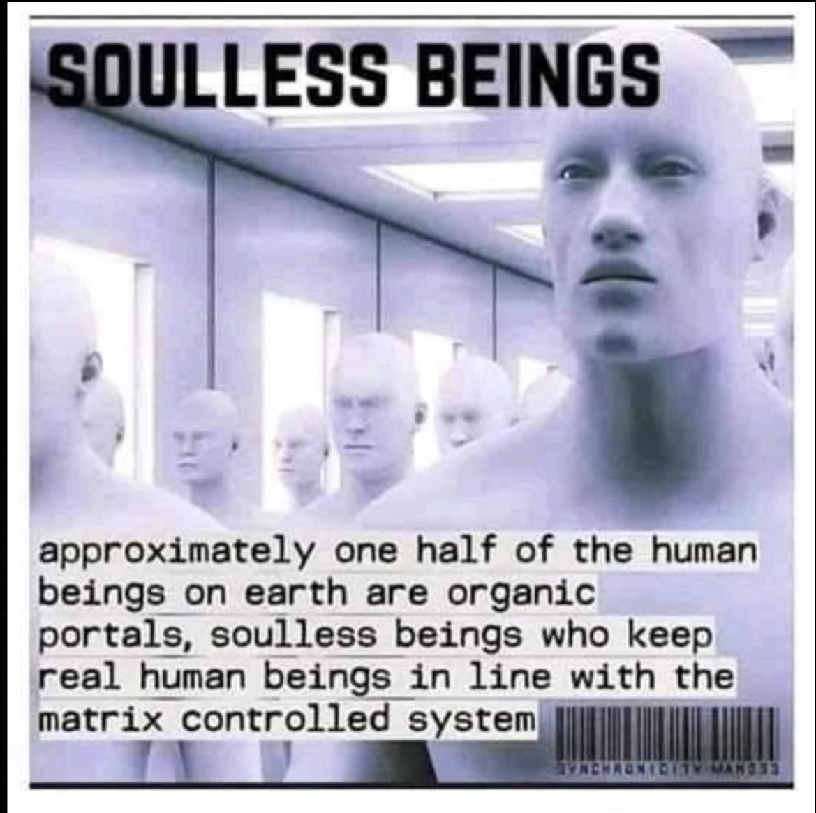 tampathalyn17's tweet image. Soulless Beings 
Approximately 1/2 of the human beings on earth are organic portals, solar beings, who keep real human beings in line with the matrix controlled system
#DrainTheSwamp 🧟 🧟‍♂️ 
#ReturnTheDiamonds 💎 💎 💎 
#SaveTheChildrenWorldWide 🕊️ 💟 🕊️