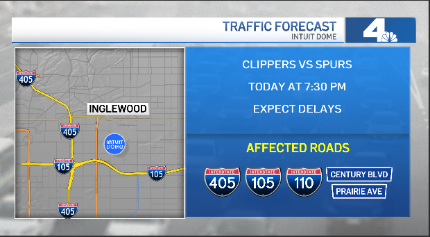 RobinWinstonTV's tweet image. NBC LA TRAFFIC FORECAST
@LAKings 
@LAClippers 
Expect busy traffic in the area. #LATraffic #NBCLA