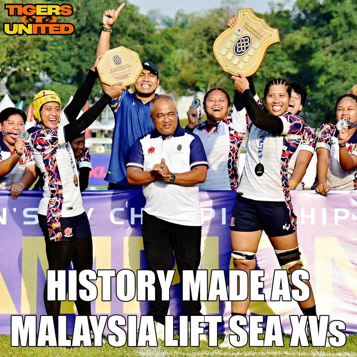TigersSuper's tweet photo. Malaysia make history, storming to SEA Women’s XVs Championship glory in dominant fashion.

Read here...
https://t.co/pFPWaBtmkL

#RugbyForAll #MalaysiaRugby #SEAXV #SingaporeRugby #PhilippinesRugby #WomensRugby #RagbiKita https://t.co/GRYrzeigAf