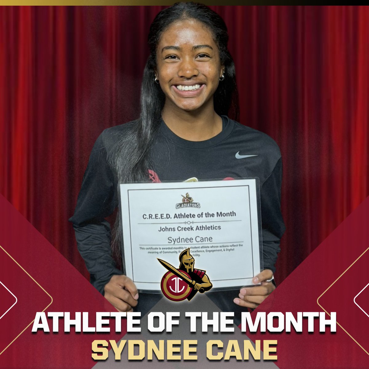 jcgladiators's tweet photo. Female Athlete of the Month - Sydnee Cane
Full Story - https://t.co/uYbCRgPKwO https://t.co/4kh57xWIan