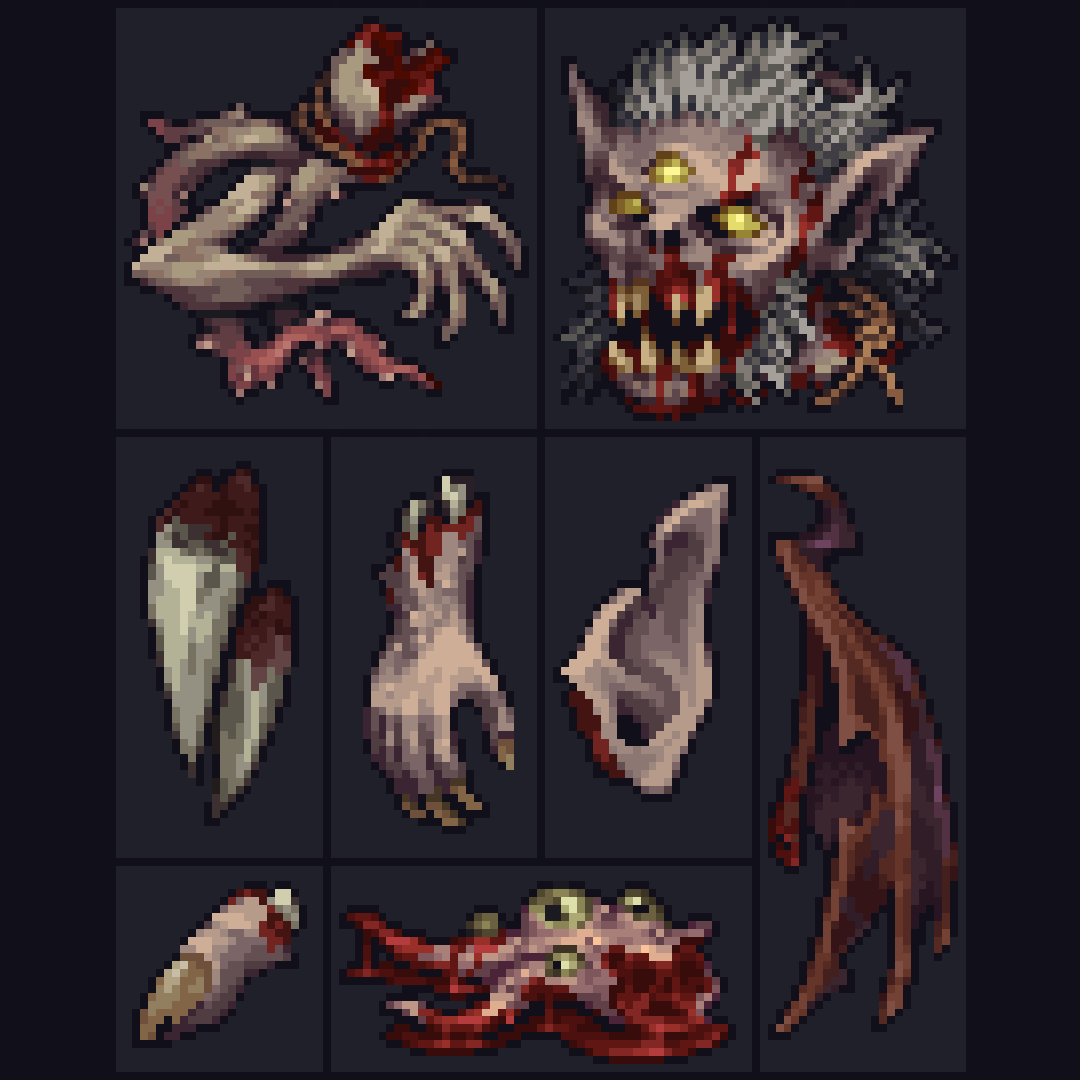 Stoneshard's tweet image. "Blood Omens" - Heading into the Catacombs with Jorgrim? Don't forget to take a trophy! 🦷
#medieval #monster #pixelart #gamedev #indiedev #indiegame #ドット絵 #像素艺术 #픽셀아트