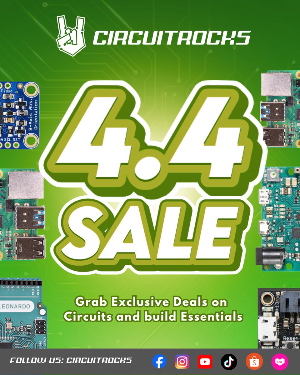circuitrocks's tweet image. Build more for less this 4.4 at Circuitrocks ⚡ #Circuitrocks #44Sale #Arduino #Maker