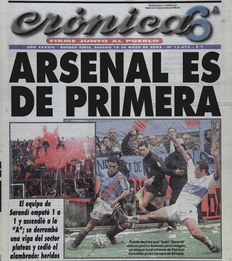 fabianhmendez's tweet photo. Recuerdo
18/5/2002 #Arsenal empataba en Sarandí con Gimnasia y Esgrima CdU 1-1, goles: Morales (A), Leguizamón p (G). VUELTA final Octogonal 2° Ascenso Nacional B 2001/2. El Arse ascendía a 1ra.
Nota: rincondefutbol https://t.co/iPaiBFQRlv
Video: Youtube https://t.co/MmY0UmUD55 https://t.co/x2wngY58dm