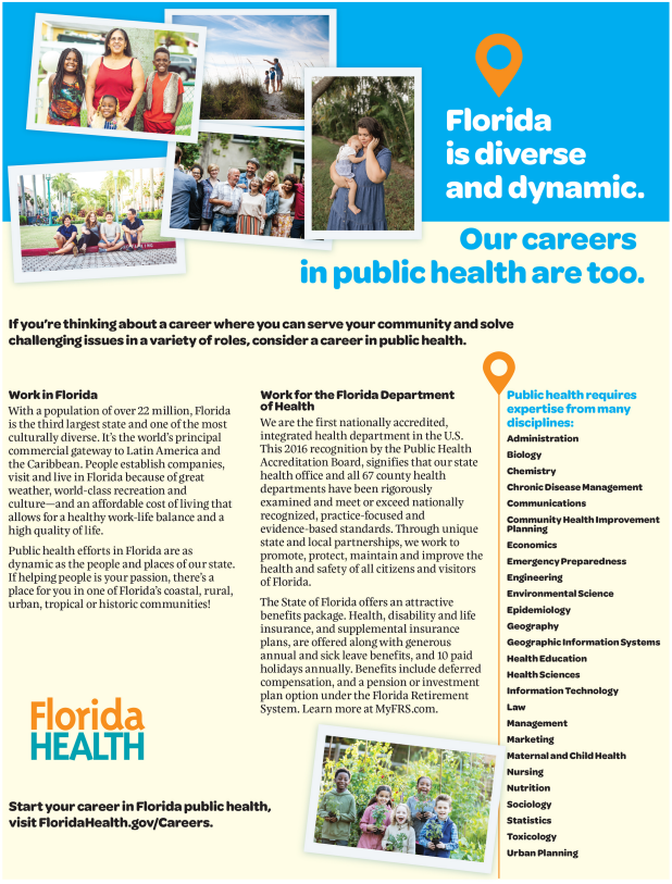 flhealthlee's tweet image. Do you have a passion for promoting and improving the health of our community? 
A career with #FloridaHealth may be for you! See what exciting jobs are available at DOH-Lee by visiting jobs.myflorida.com/go/Department-…. 
#PublicHealth