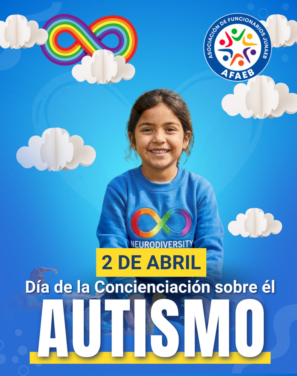 afaeb_nac's tweet photo. ♾️ 2 de abril – Día Internacional de Concienciación sobre el #Autismo ♾️  
En AFAEB abrazamos la diversidad y saludamos a nuestras familias con integrantes dentro del espectro autista.  
Celebramos las distintas formas de sentir, pensar y crear. https://t.co/6TDpMo1pfU