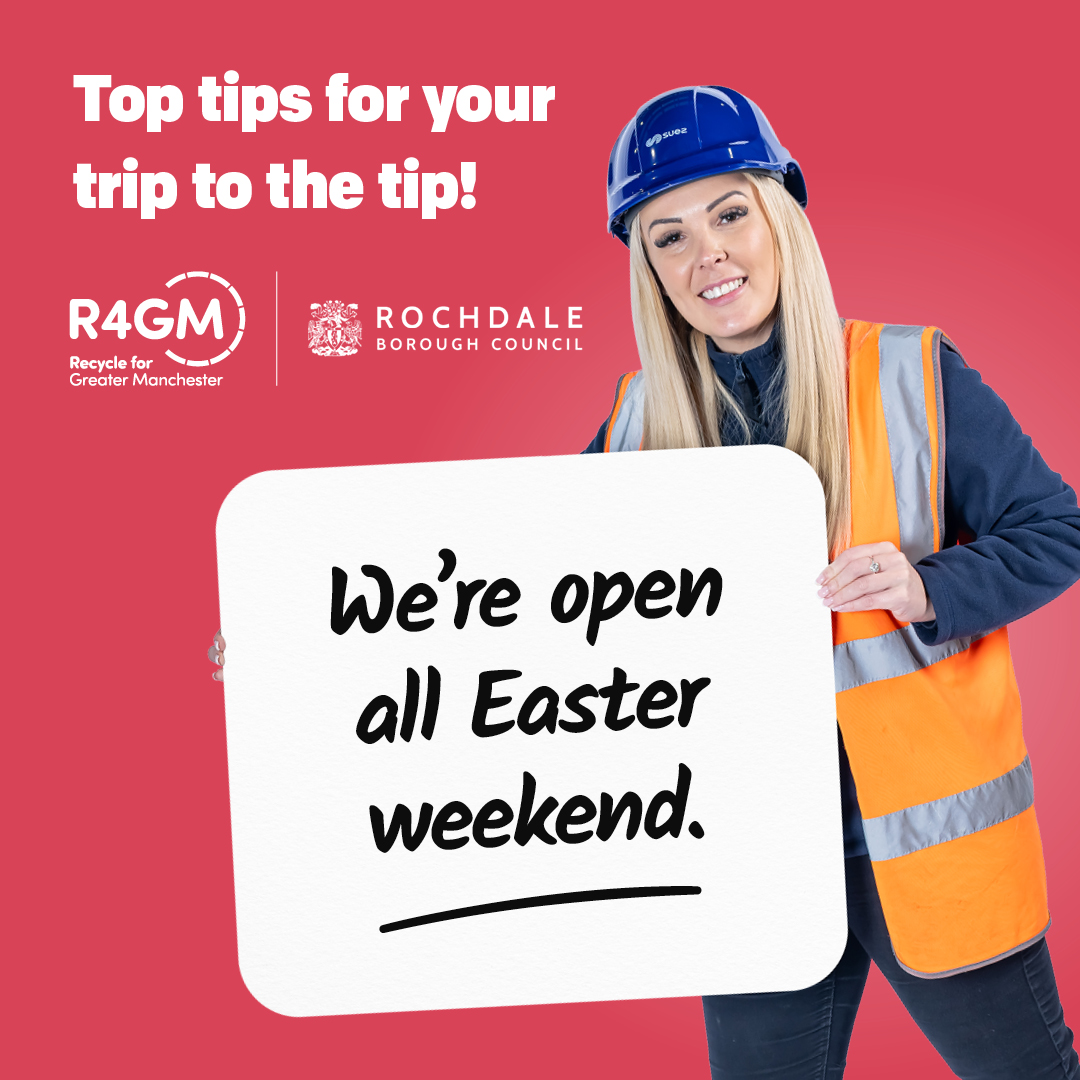 RochdaleCouncil's tweet image. There are no planned changes to waste collections and crews will be working as usual this Good Friday, 3 April.

The recycling centres will also be open daily from 8am - 8pm for all your Easter weekend DIY plans!

#Easter #recycling #wastecollection #GoodFriday