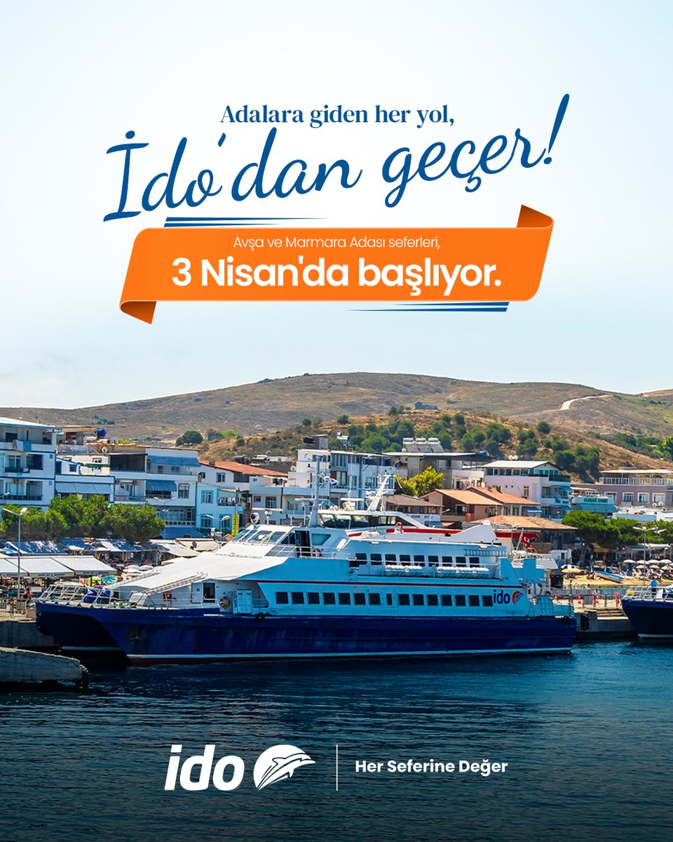 idokurumsal's tweet image. Şimdi denize açılma zamanı! ☀️
İDO ile Avşa ve Marmara Adası seferleri 3 Nisan'da başlıyor. ⛴️

#İDO #Avşa #MarmaraAdası #DenizYolculuğu