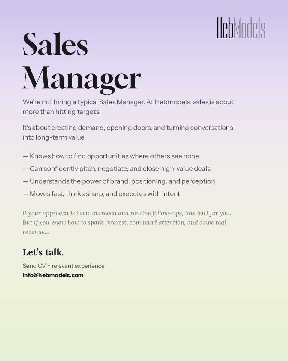 heb_models's tweet photo. Not everyone can work in the modeling industry…
But if you can, we want you.
HEB Models is hiring. https://t.co/Wgz3YgqzRW