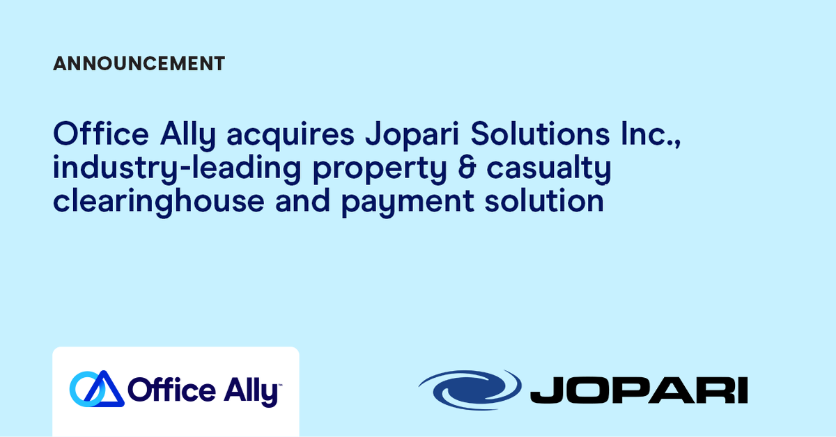 Big news! Office Ally® has acquired Jopari Solutions, adding industry-leading Property &amp; Casualty clearinghouse and payment capabilities to our platform. 

The future of healthcare infrastructure just got stronger. Read the full announcement. 🔗 hubs.li/Q049rNMF0