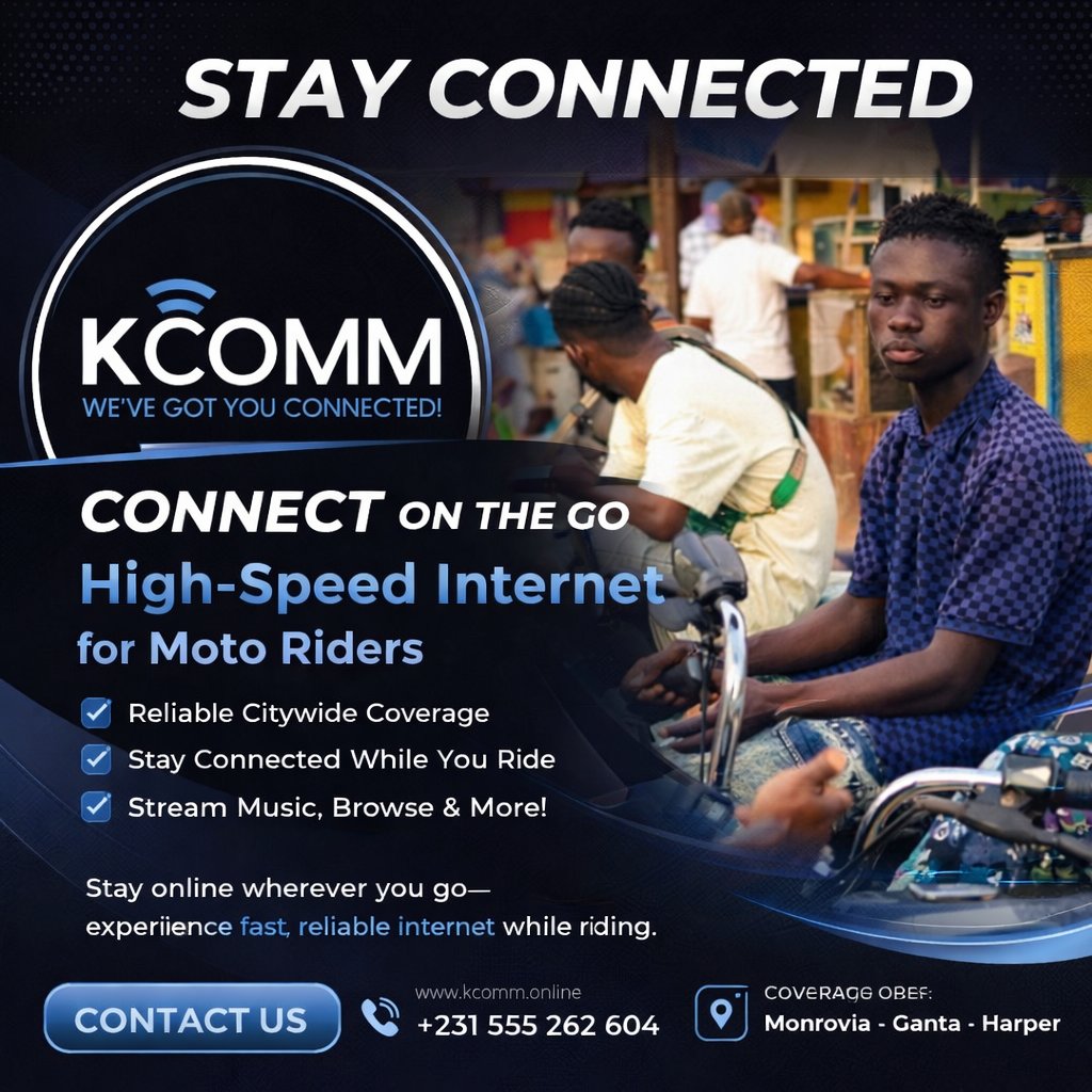 kcomm4499's tweet image. Ride smart. Stay connected.

KCOMM brings fast, reliable internet to moto riders across the city.
No buffering. No limits. Just speed.
📞 +231 555 262 604/+231778332259
#KCOMM #StayConnected #FastInternet #MotoRiders