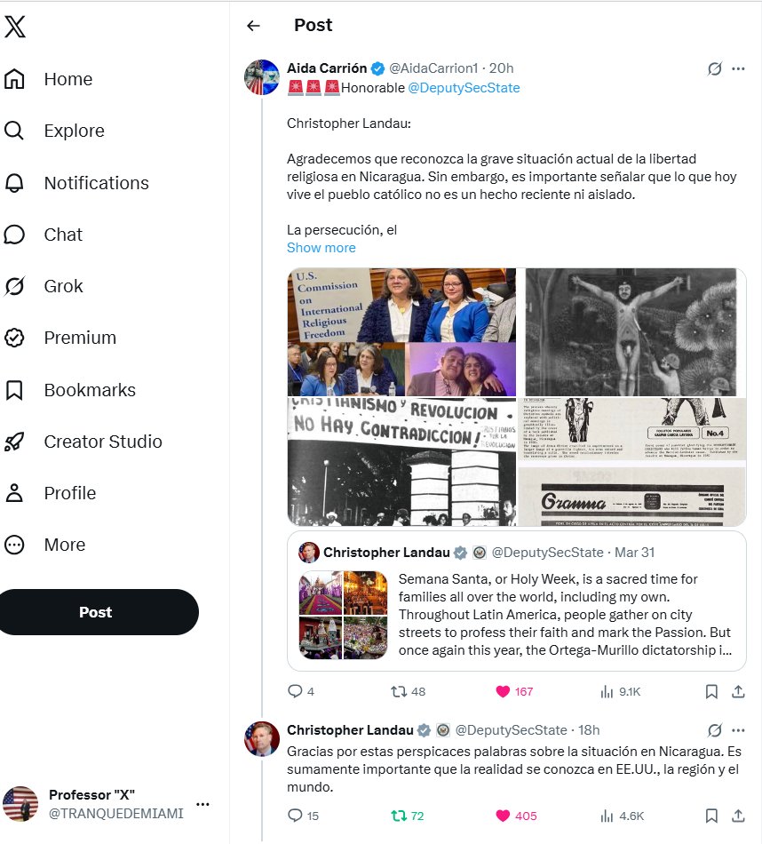 Milton R. Gonzalez, Professor "X" tweet media