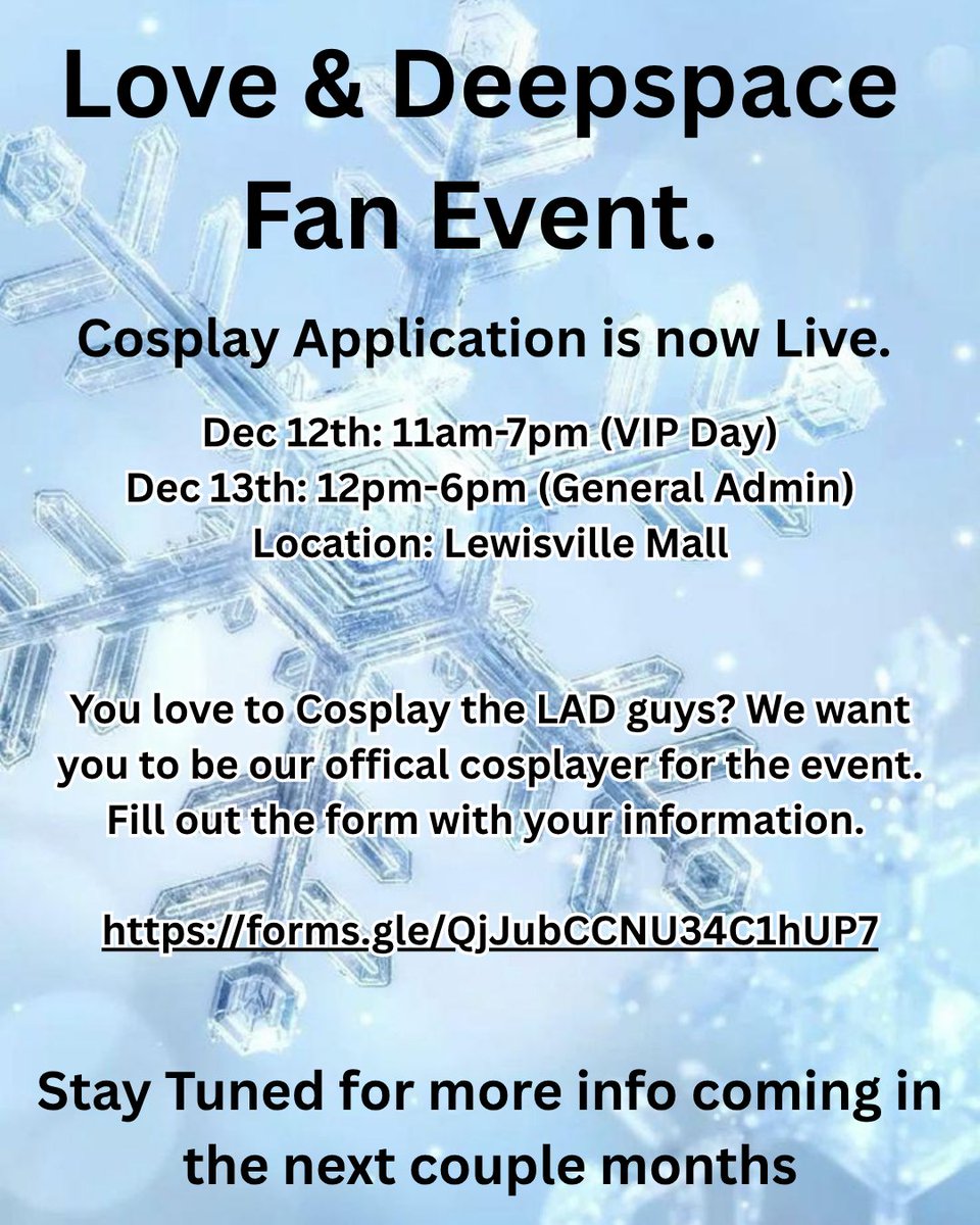 Vendor Application and Cosplay Applications are live

#LoveandDeespace