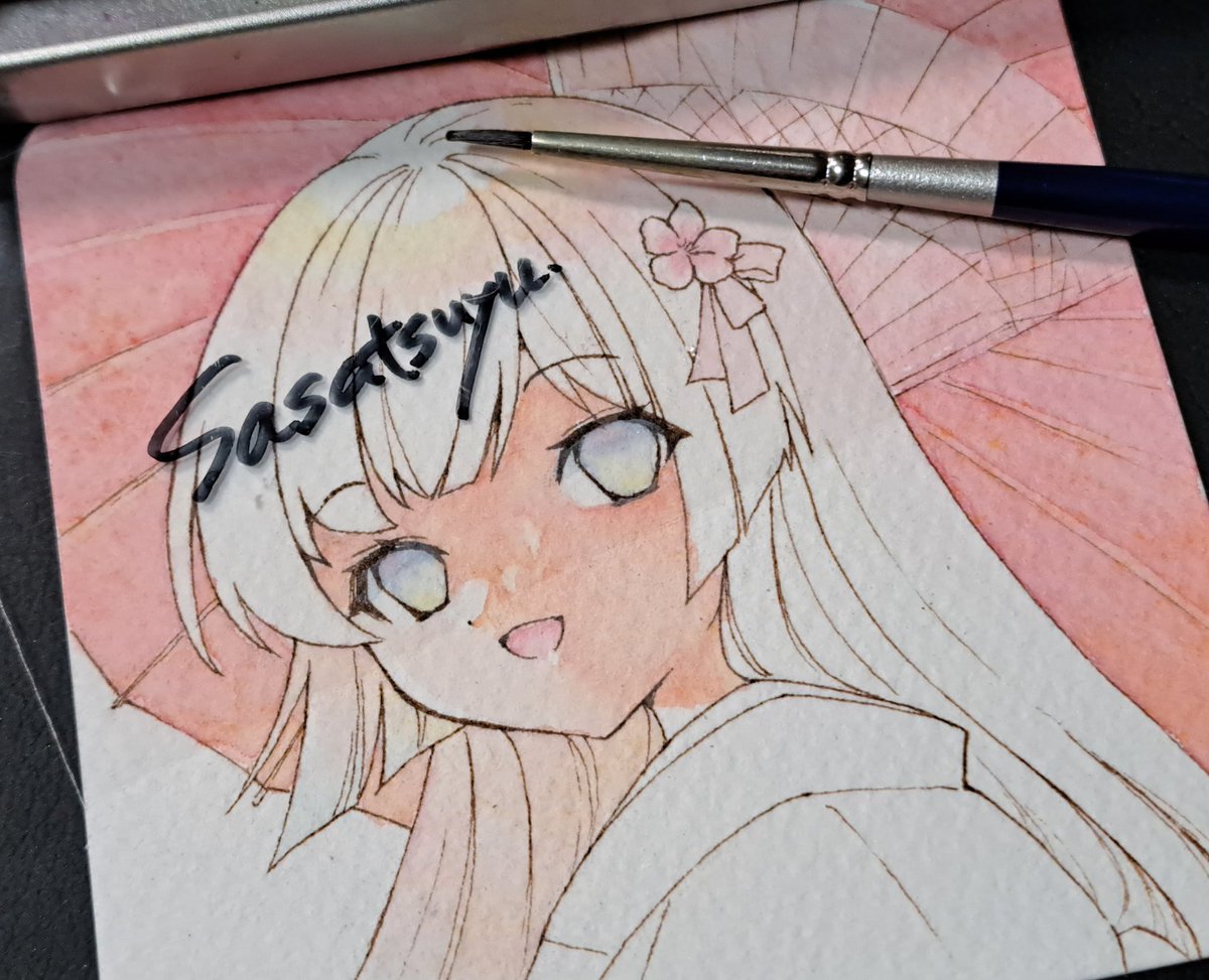 「#wip 隙間じゃないやつも描いてます #アナログ水彩」|ささつゆ🦊5/5【COMITIA144】H28b📚5/6【A40】参加のイラスト