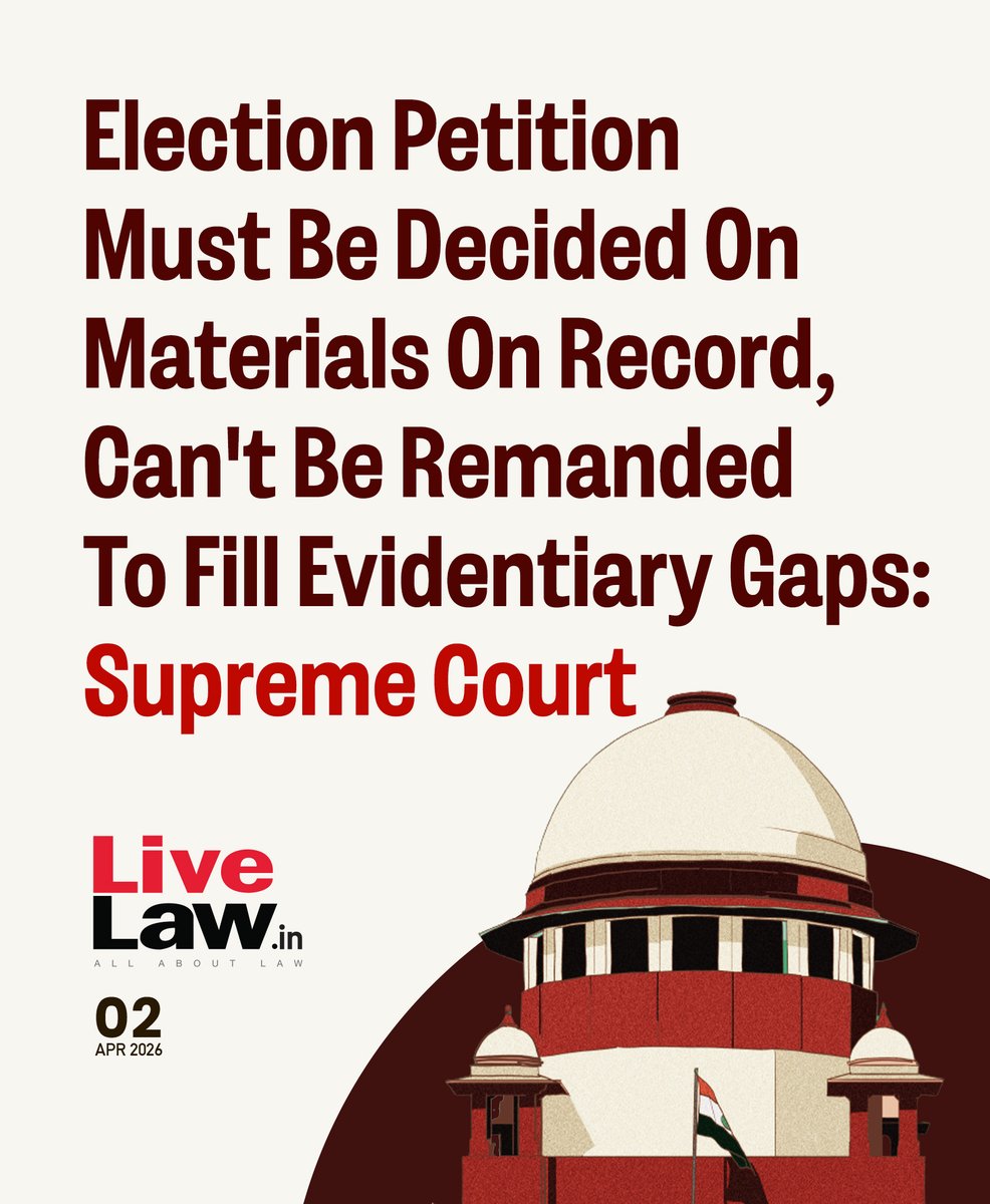 LiveLawIndia's tweet image. The Court set aside the Punjab &amp;amp; Haryana High Court’s order directing voter examination and fingerprint analysis in a double voting case, as no such plea was made before the Election Tribunal.
Read more: bit.ly/4vpLsNh
#SupremeCourtOfIndia