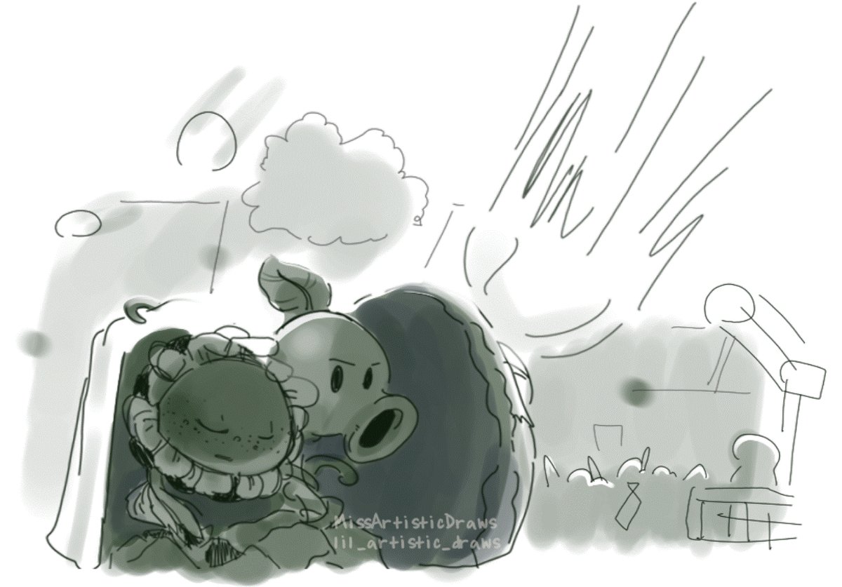 litartsydraws's tweet image. I made this some time ago but I doodled this inpsired by artist wlop's popular art piece. I just had to. Maybe some day I'll make it more accurate to the artwork composition-wise XD
#plantsvszombies #pvz #sunflower #peashooter #wallnut