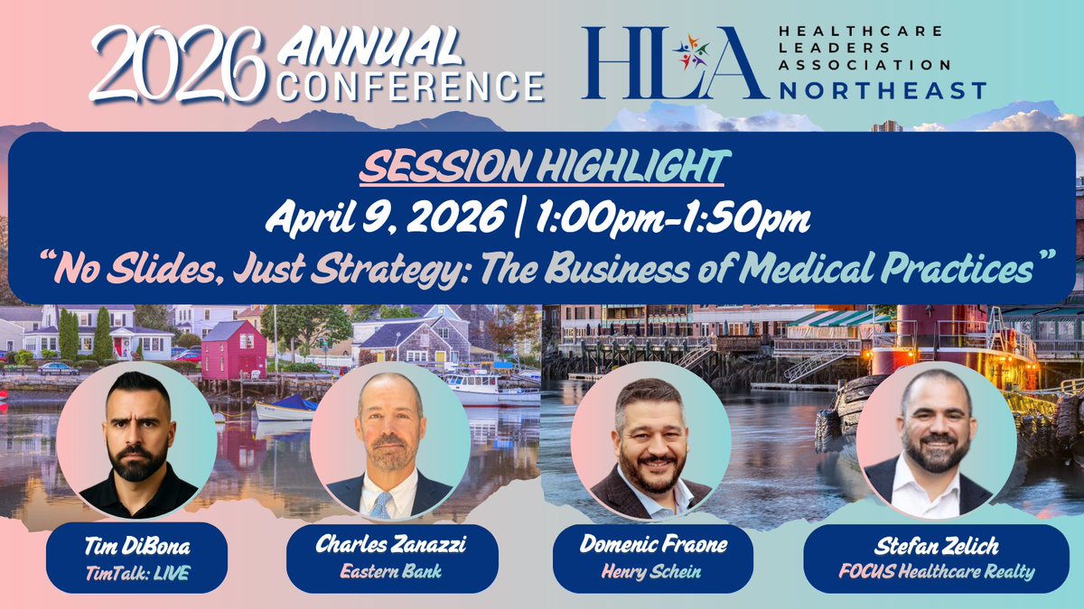 Join us at the HLA Northeast 2026 Annual Conference for a one-of-a-kind session!

Connect the dots between revenue cycle management, financing, medical equipment, and healthcare real estate.

🎙️ Come ready to listen, learn, and join the conversation!
hlanortheast.org/2026-Annual-Co…