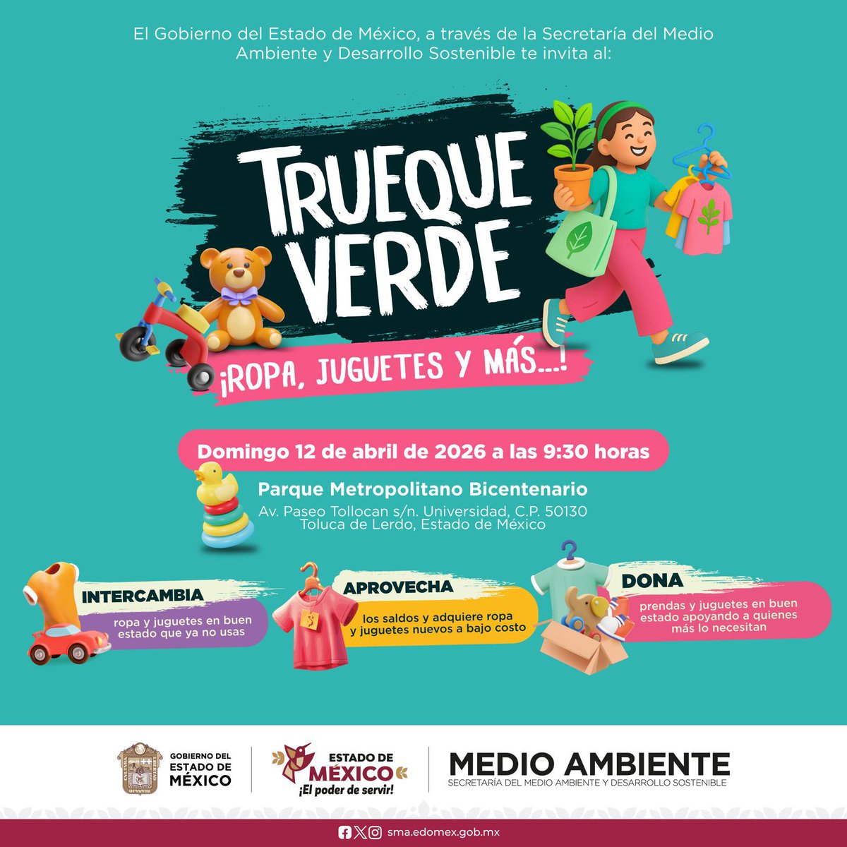 AmbienteEdomex's tweet photo. Participar en él reúso de estos artículos no solo ayuda al #MedioAmbiente, sino que también apoya a quienes más lo necesitan.
El #TruequeVerde es una excelente manera de dar una segunda vida a los objetos que ya no necesitamos.
#ElPoderDeServir https://t.co/1jetRxRjJ0