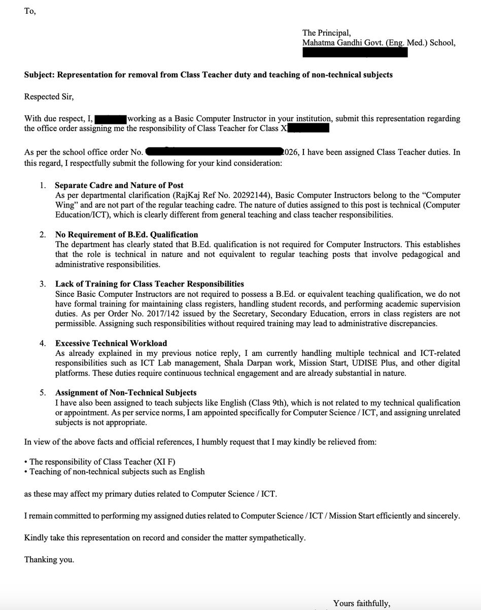 BCI&amp;SCI मिलकर दूसरे सब्जेक्ट पढ़ाने के लिए मना करने की एप्लीकेशन दो की हम तकनीकी शिक्षक हैं जिन्हें शिक्षण विधिया नहीं आती। टाइपिंग कार्य भी मना करें क्युकी ऐसा कोई टेस्ट नहीं हुआ । ना ही हमे इसकी कोई ट्रेनिंग मिली।
<a href="/RCTA_official/">Rajasthan Computer Teacher Association</a> 
<a href="/casrajasthan/">कंप्यूटर अनुदेशक संघ</a> 
<a href="/rajeduofficial/">Dept of Education, Rajasthan</a> 
<a href="/EduMinOfIndia/">Ministry of Education</a>