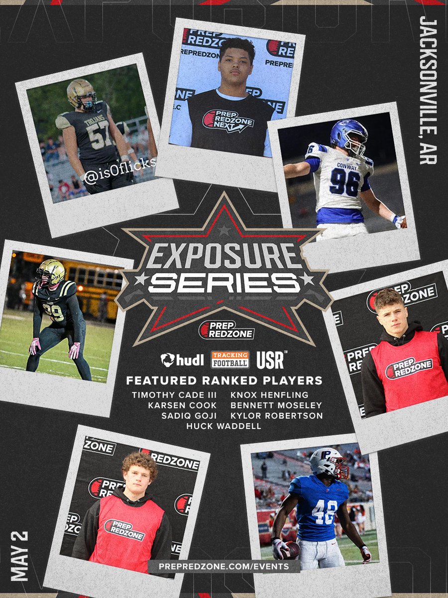 PrepRedzoneAR's tweet photo. 🔥 Arkansas, it’s your turn! The Exposure Series lands in Jacksonville on May 2‼️

Join these featured ranked players! 🏈💥

📲 Use code SHOWCASE at checkout for $$$ off. @dekoo3x @bennettmoseleyy @HuckWaddell29 @TCadeIII @KarsenCook @Kylor_Robertson 

🔗 https://t.co/6Eu2qsfbB3 https://t.co/3aSuBOfy0U