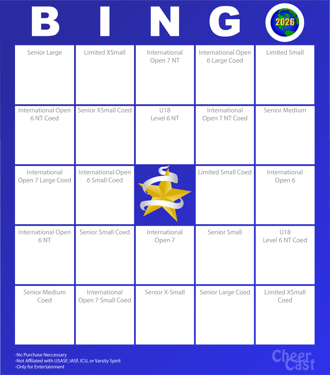 Worlds Bingo is BACK!!!! 

Get your bingo card filled out and tag us, DM us or email us your choices.  

The card with the most correct winners, will get a prize.