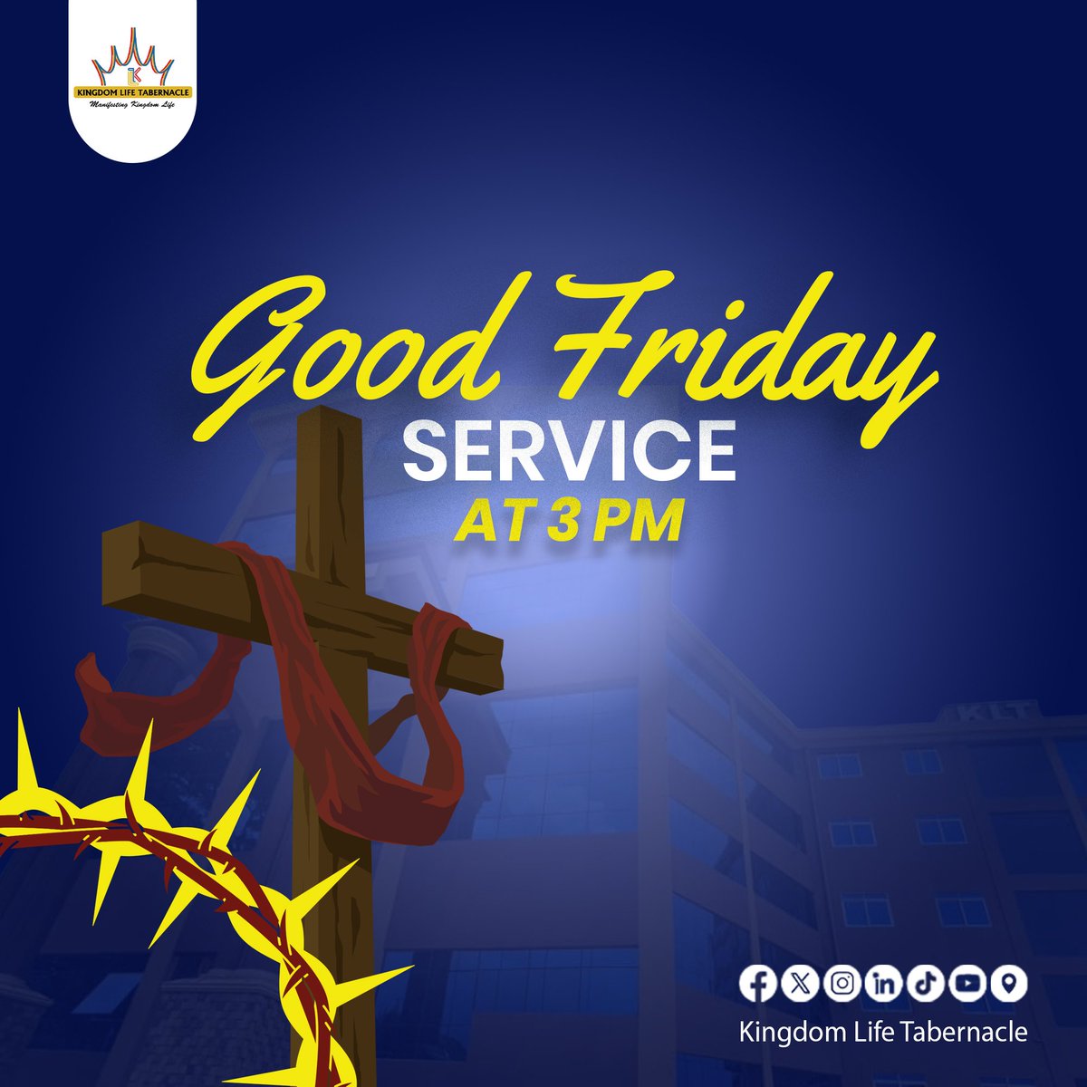 klt256's tweet photo. GOOD FRIDAY SPECIAL SERVICE 🙏🏽

Join us this Good Friday for a powerful time in God’s presence as we reflect on the sacrifice of Christ and experience His love together. Invite someone along. 

Jesus is the reason for Season.

#heisrisen 
#goodfriday
#kingdomlifetabernacle https://t.co/SiKsfo3FhD
