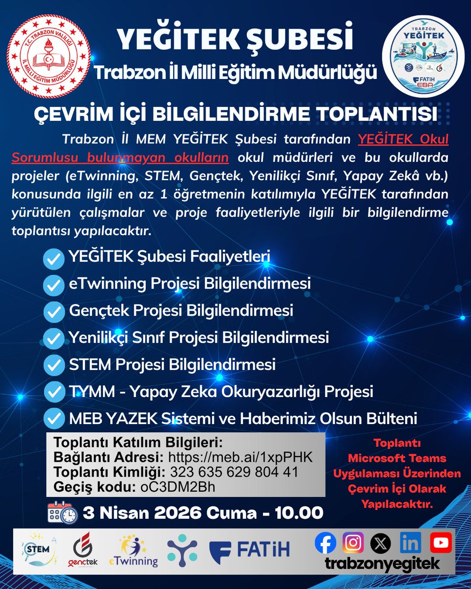 Trabzon MEM YEĞİTEK Şubesi tweet media