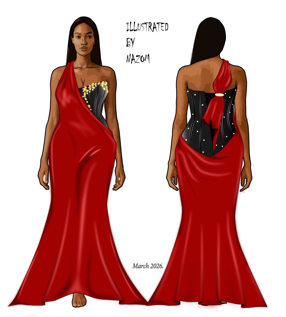 Continuation on the recent project I embarked on to create couture womenswear using silk satin, I went with a Roman/Greek aesthetic with this design, fluid with the draped silk and structure with the corsetry, that tension making up the whole design.