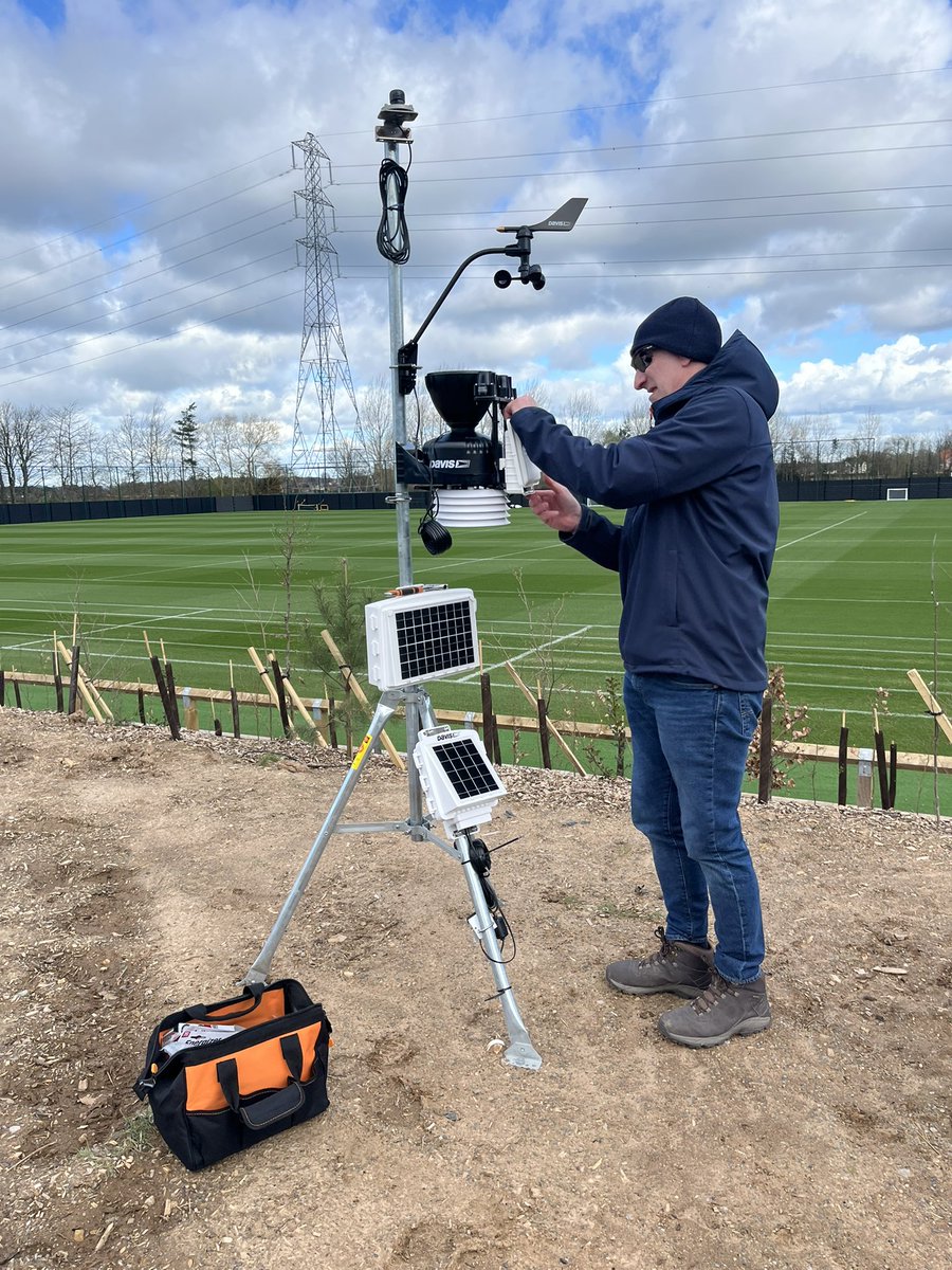 UKWeatherExpert's tweet photo. Precision meets performance ⚽🌱

Prodata on site at Leeds United Training Grounds, delivering a full environmental monitoring install across the stadium and training ground, equipped multiple locations with advanced sensors tracking PAR, leaf wetness, solar radiation, ET, rainfall, wind, temperature, humidity, and soil conditions.

Real-time data. Smarter decisions. Elite pitch performance.

@agrovistauk @leedsunited @davisinstruments #LeedsUnited #SportsTurf #AgTech #EnviroMonitor #SmartStadium PitchManagement DataDriven Prodata