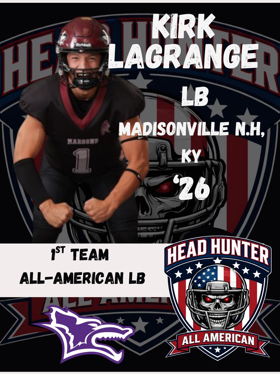 KirkL2026's tweet photo. Thank you to head hunters for nominating me as 1st team Head Hunter All-American LB https://t.co/IbflugHgua