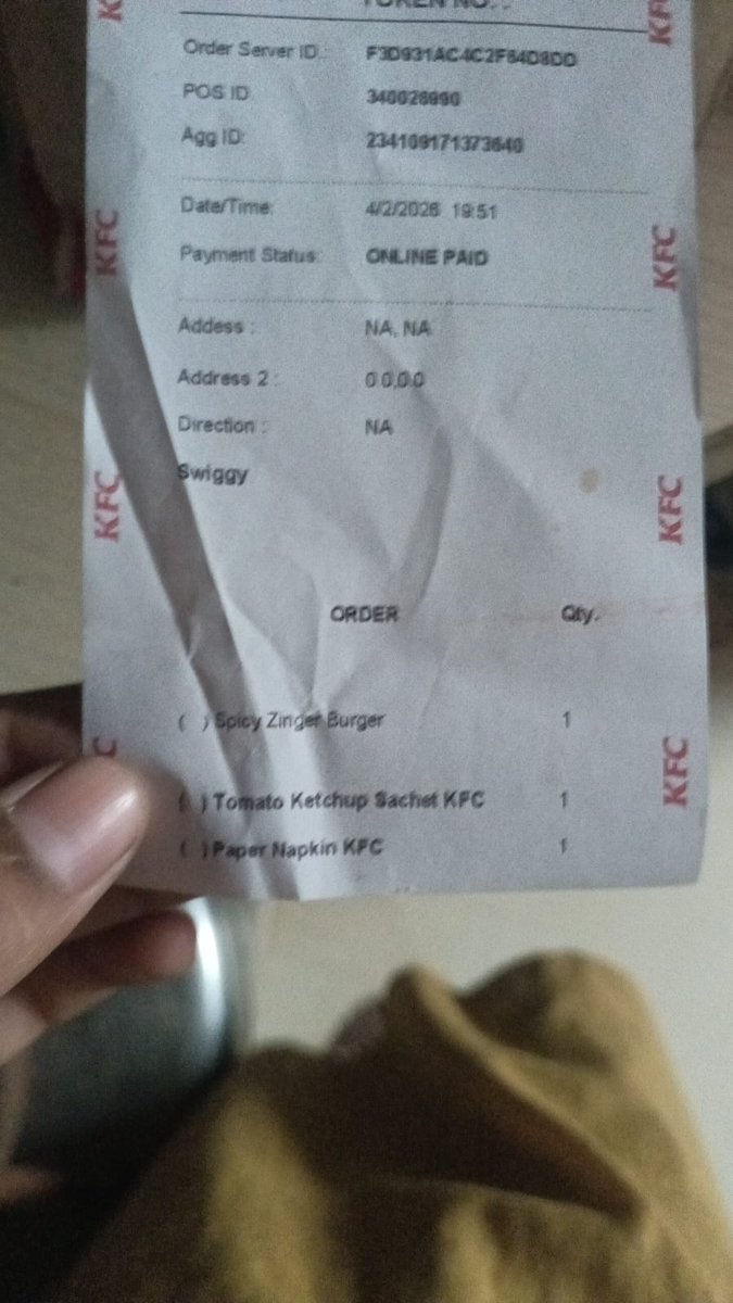 amaantechworld's tweet photo. See what sending me KFC  On behalf order PERI PERIGrand https://t.co/e0Y1ujfswd